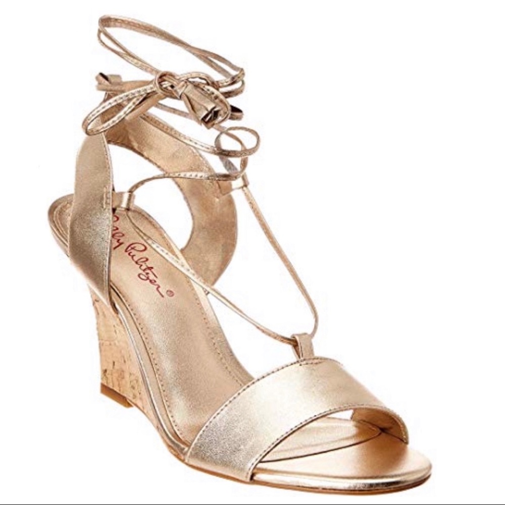 NWT Gold Cork Lilly Pulitzer Aria Wedge 7.5